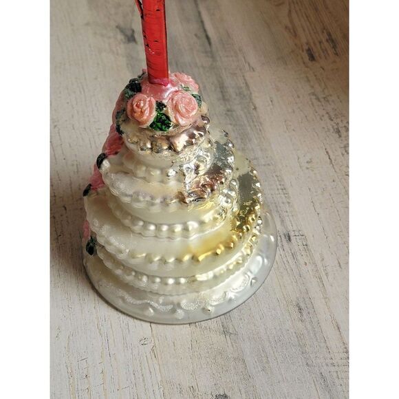 Unique blown glass wedding cake ornament tree Xmas glitter - Picture 6 of 16